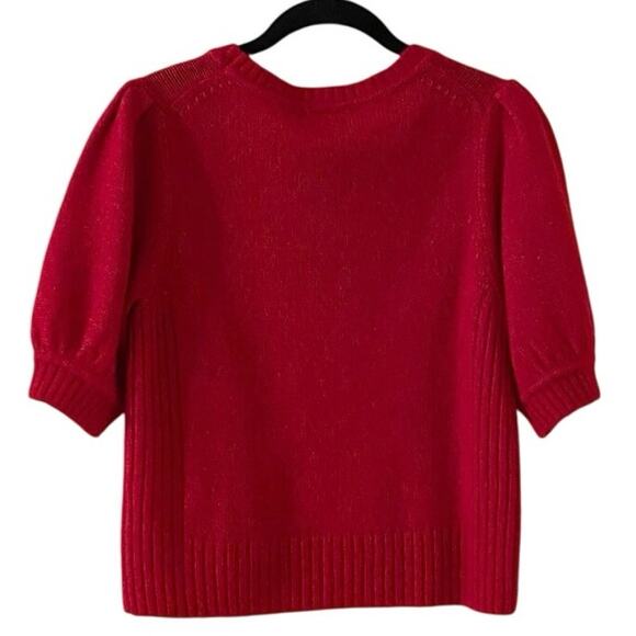ME+EM Lofty Wool Cashmere Silk Pouf Sleeve Sweater In Red Medium - Picture 4 of 7